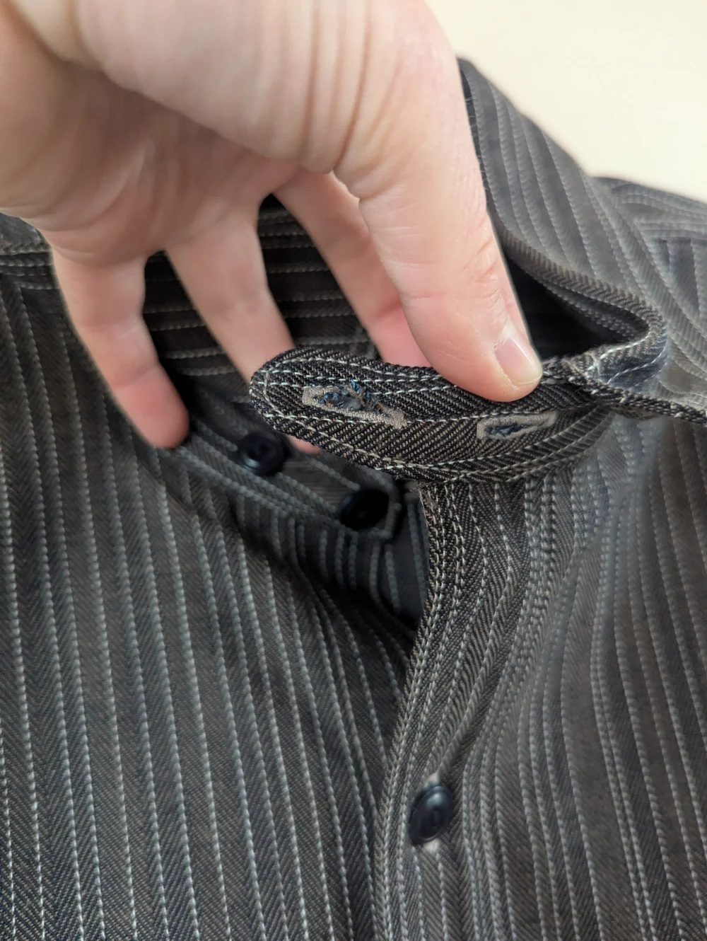 Gustin #8 Japan Wabisabi Workshirt, Brown/Gray & White Striped (SIZE LARGE SLIM) - Picture 8 of 15
